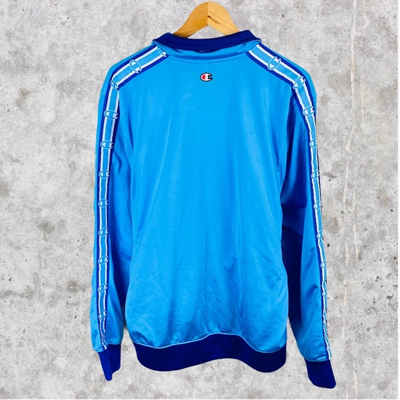 Champion Big C Life Embroidered Long Sleeve Zip Up Varsity Track Jacket Blue - Picture 4 of 16